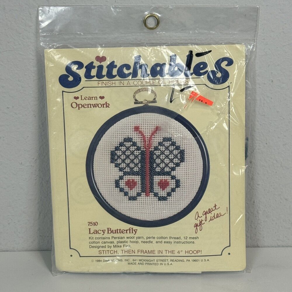 Vintage Stitchables Lace Butterfly 7510  Needlepoint Craft Kit NIP 1984